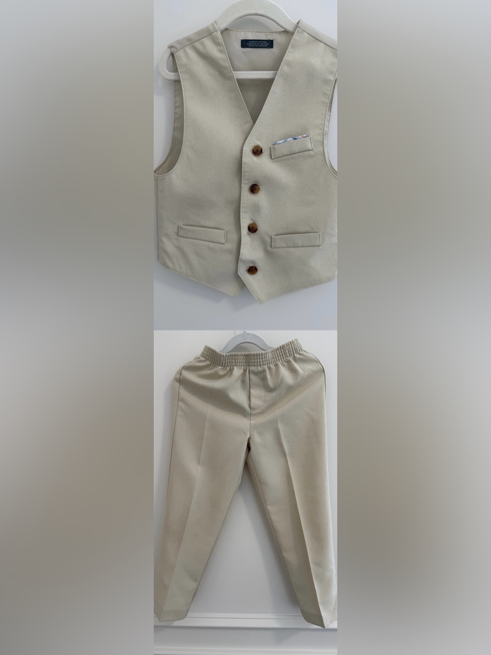 Van Heusen Boys Cream Vest and Dress Pants Set size 6